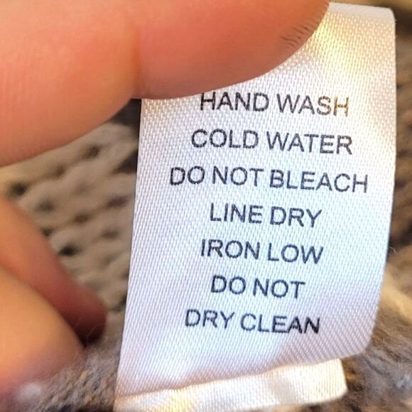 BiBi Women's Cream And Tan Chunky Knit Over Sized Check Cardigan Sweater Size S - Picture 4 of 7